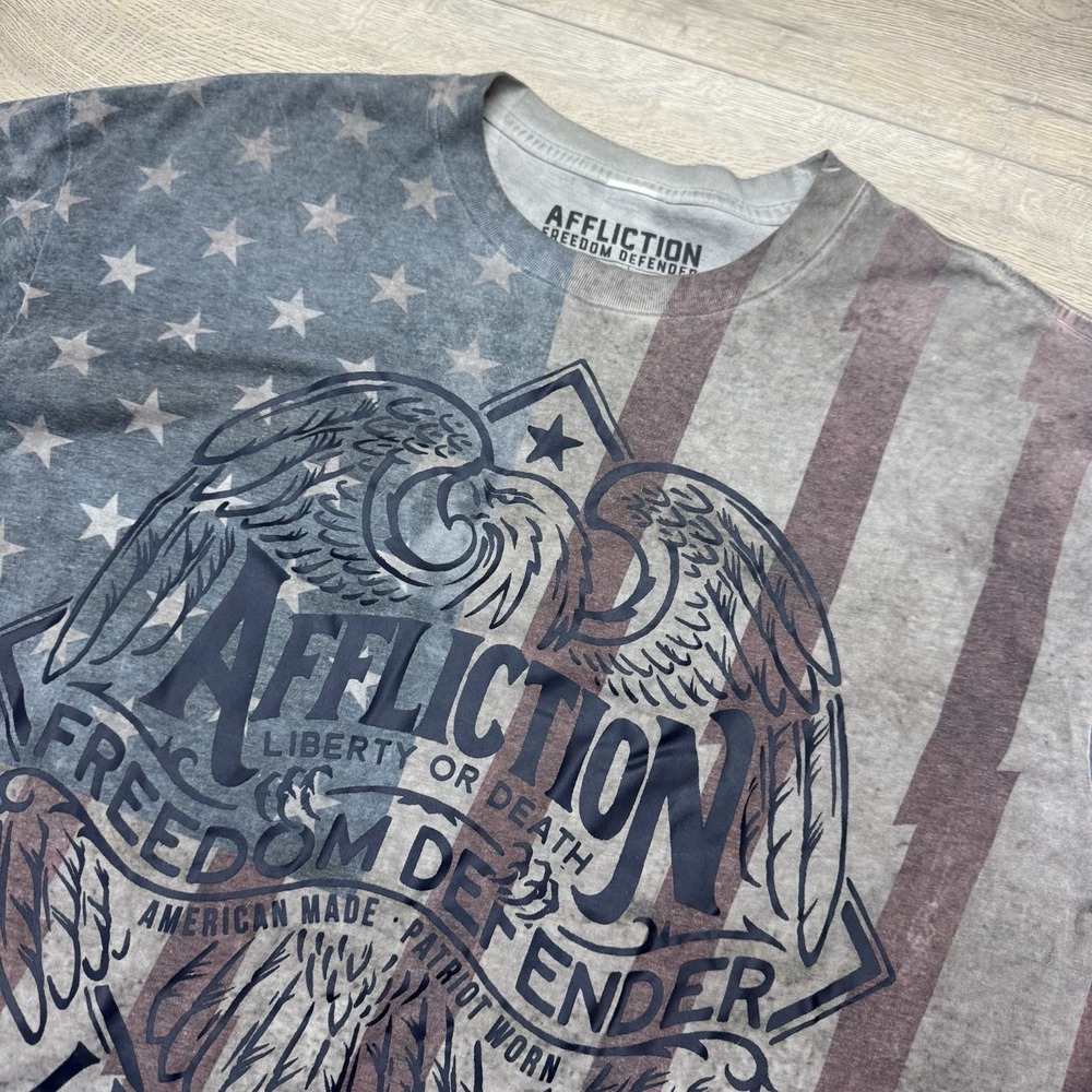 Affliction Freedom Defender S/S T Shirt Men's Sz XXL Biker Patriot USA Flag